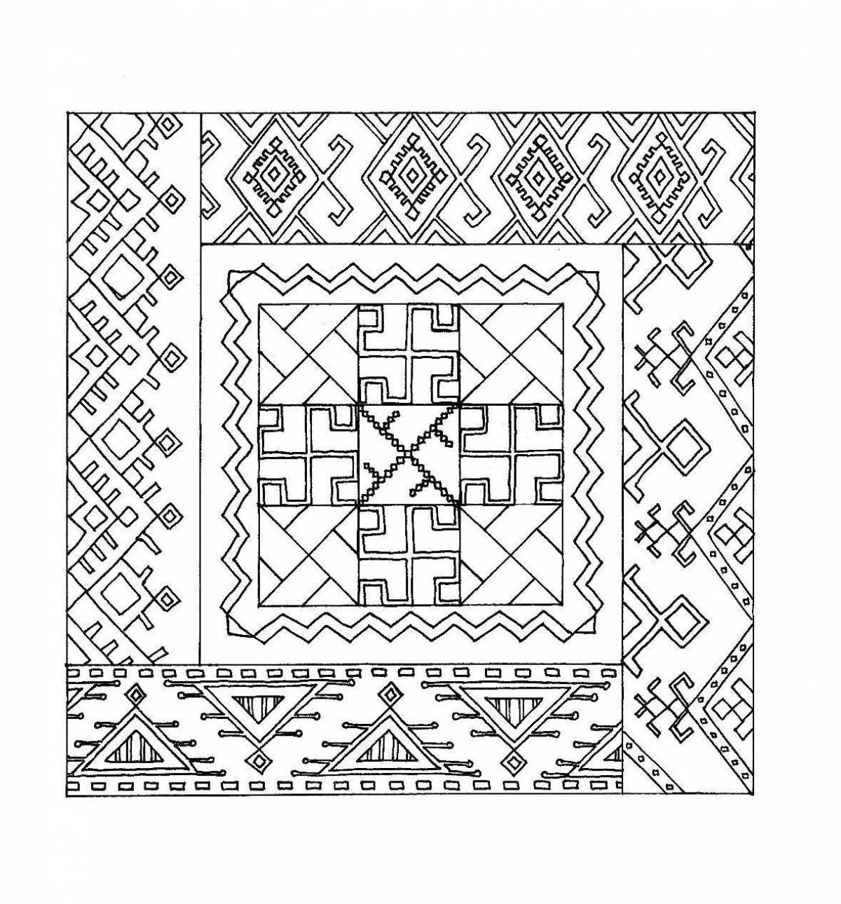 Chuvash flower patterns coloring book