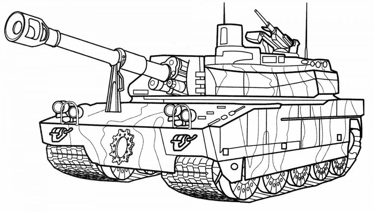Игривая страница раскраски мультяшных танков