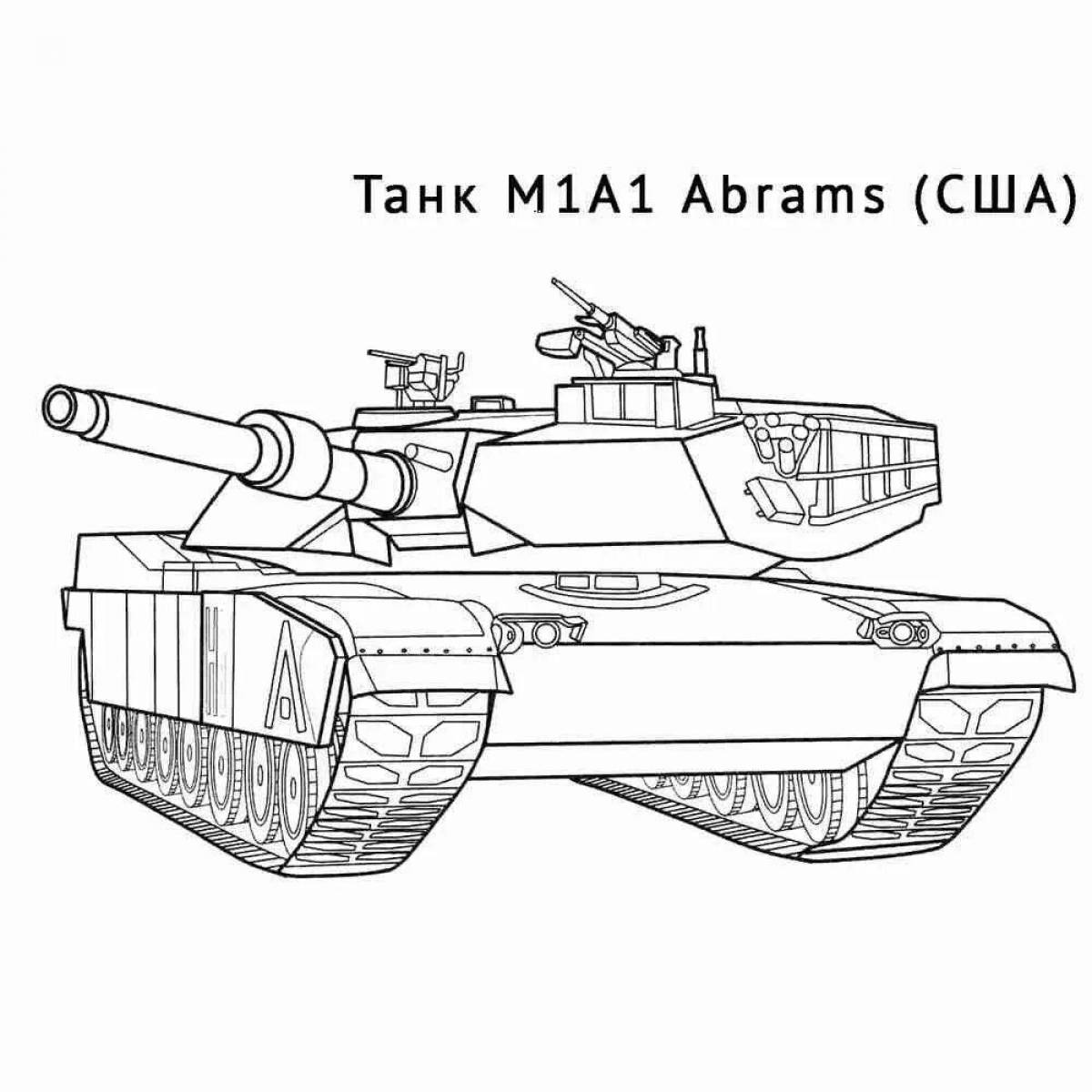 Раскраска сказочный мультяшный танк