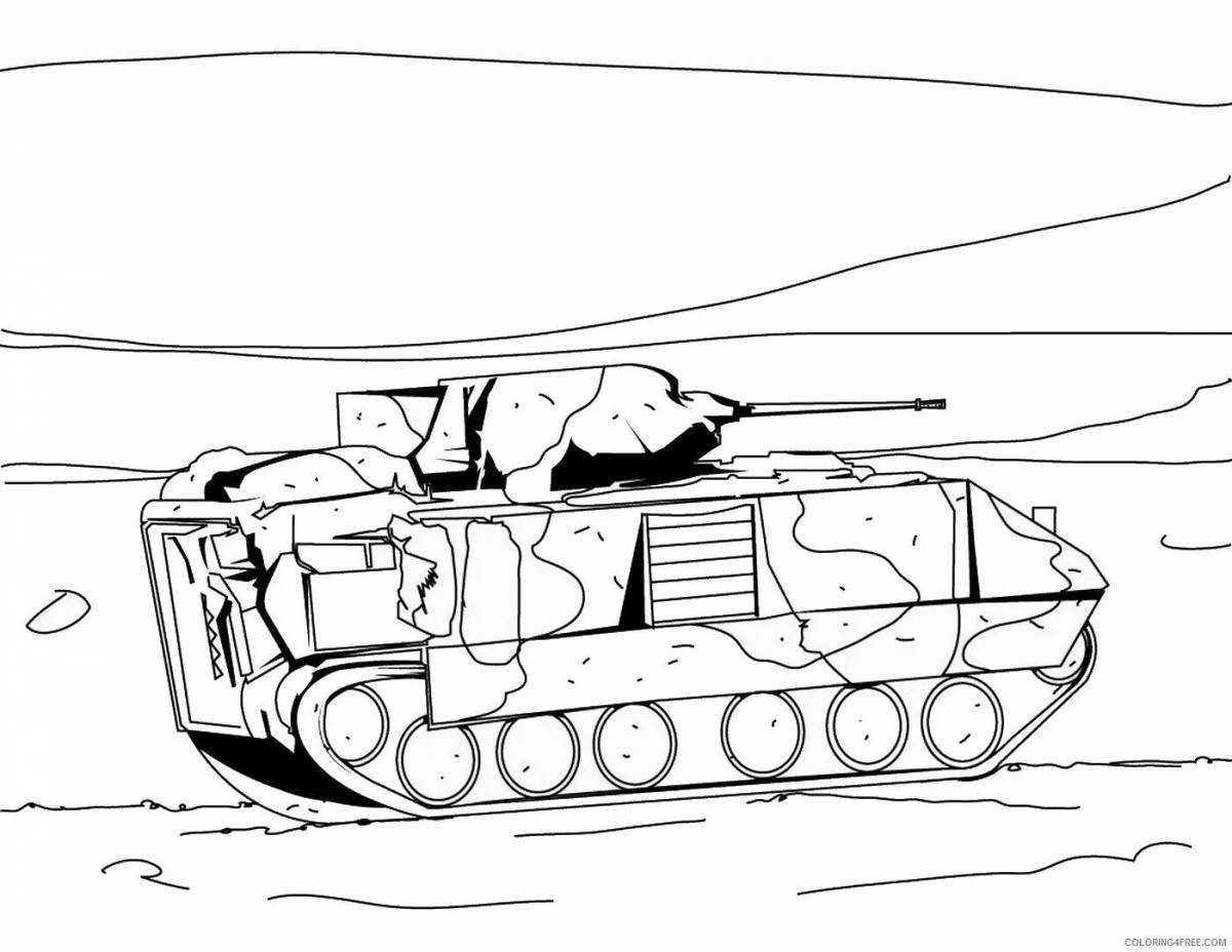 Раскраска очаровательный мультяшный танк