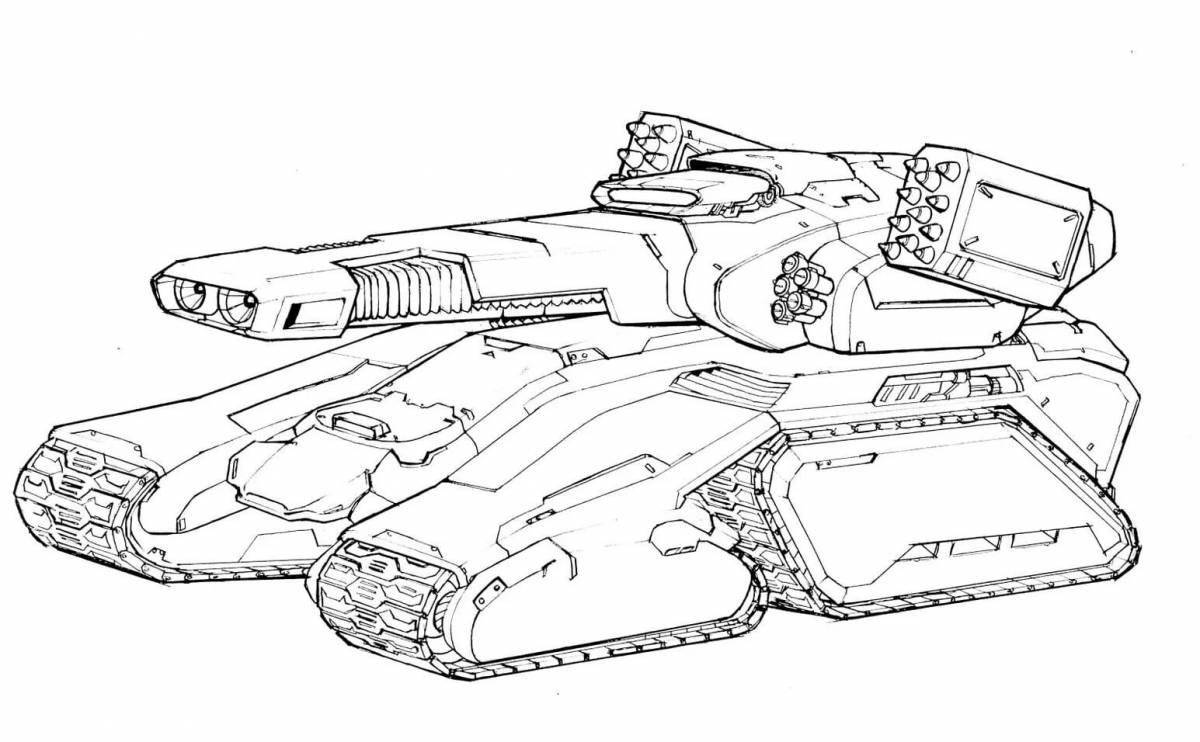 Coloring book nice cartoon tank