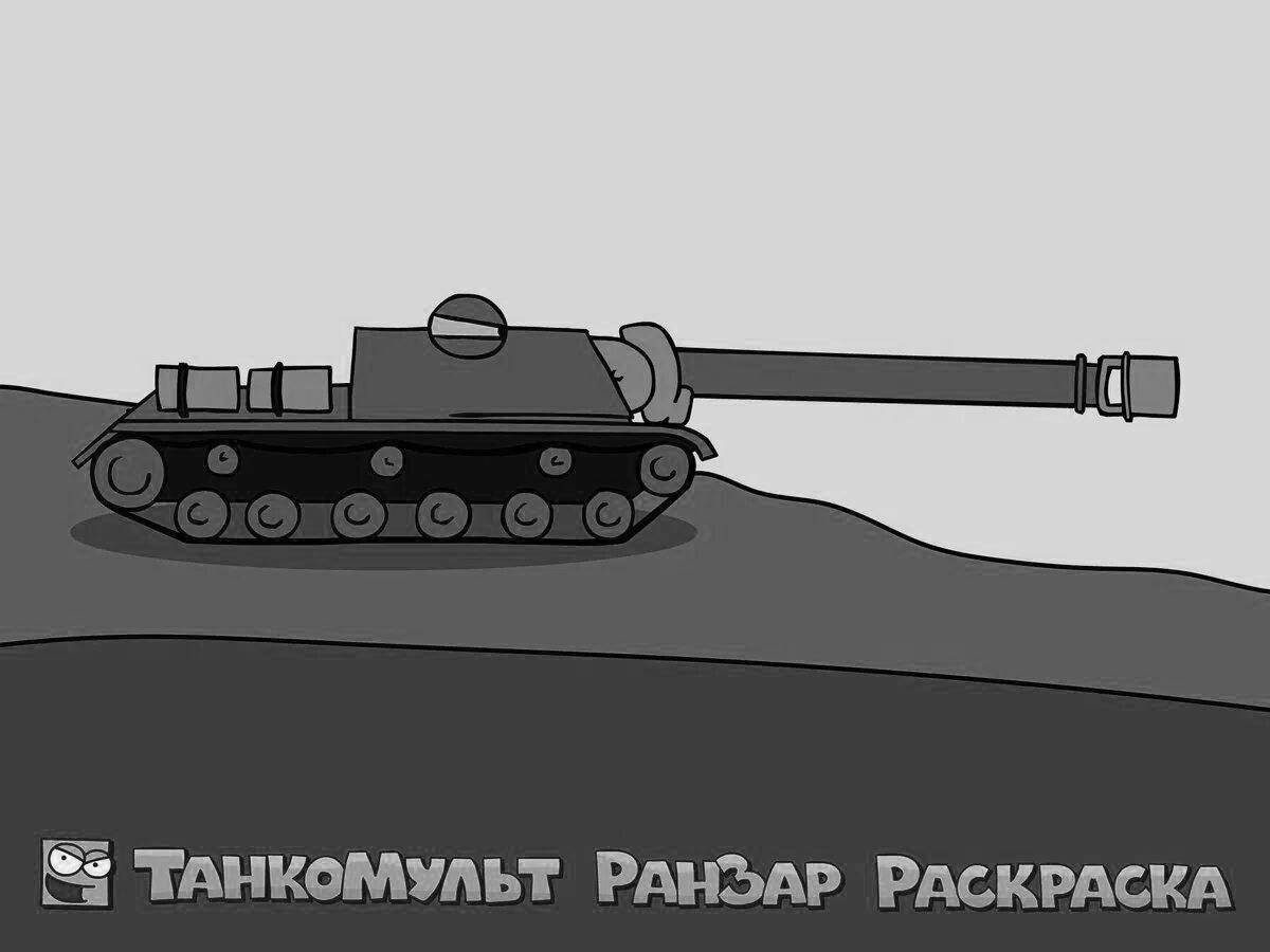 Gorgeous cartoon tank coloring page