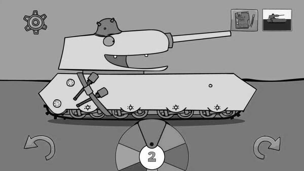 Привлекательный мультяшный танк-раскраска