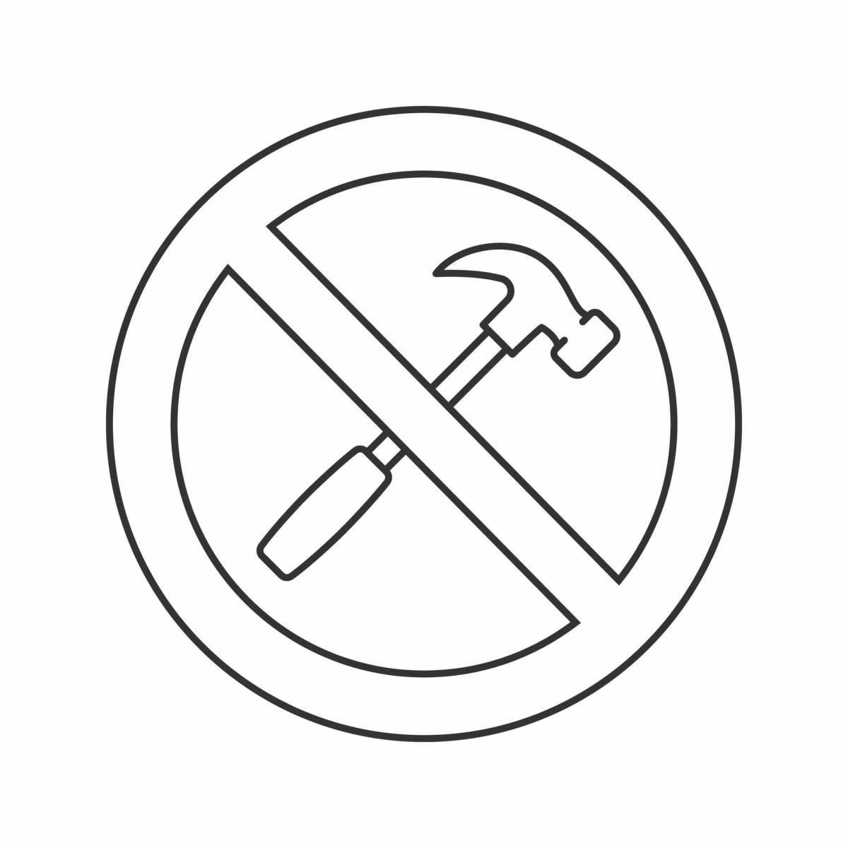 Exciting safety sign coloring page
