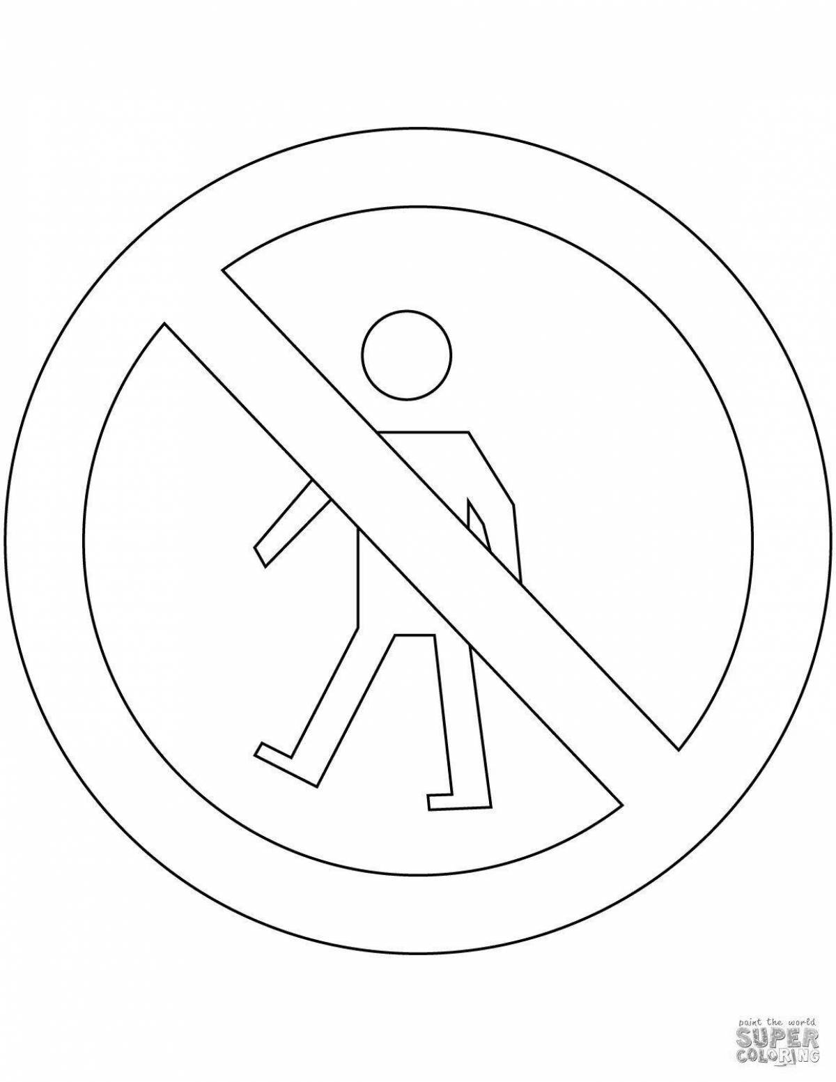 Adorable safety sign coloring page