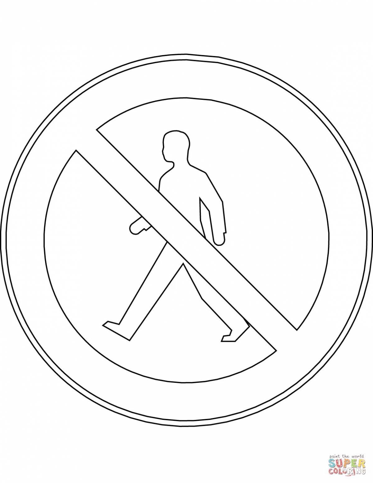 Coloring page attractive safety sign