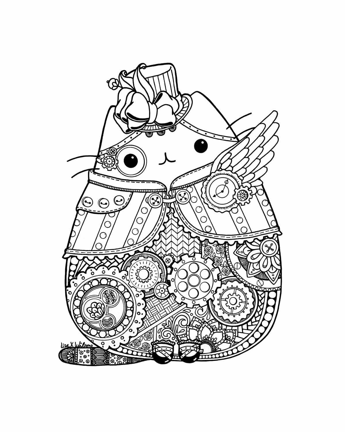 Fancy cat coloring book