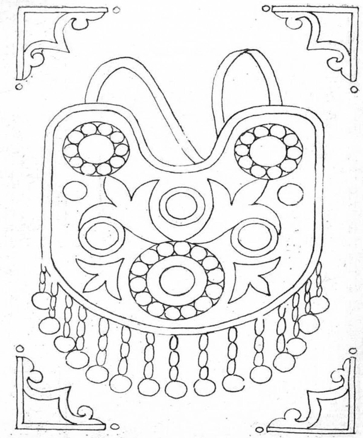 Intricate Bashkir ornament coloring page