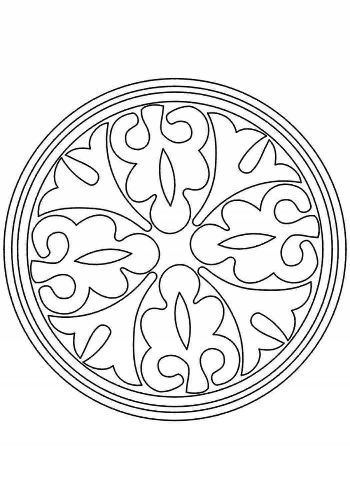 Coloring page dazzling Bashkir ornament
