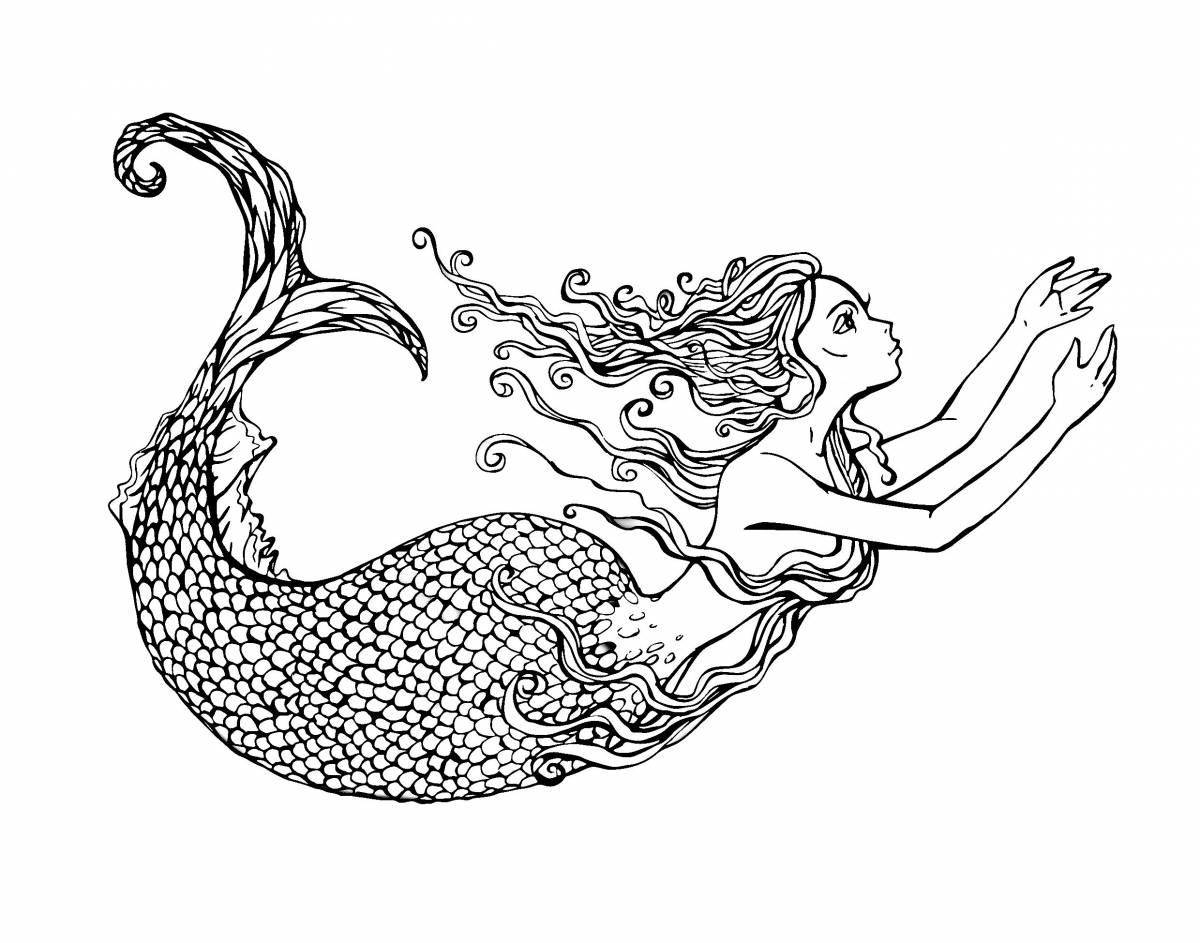 A fascinating coloring picture of a mermaid