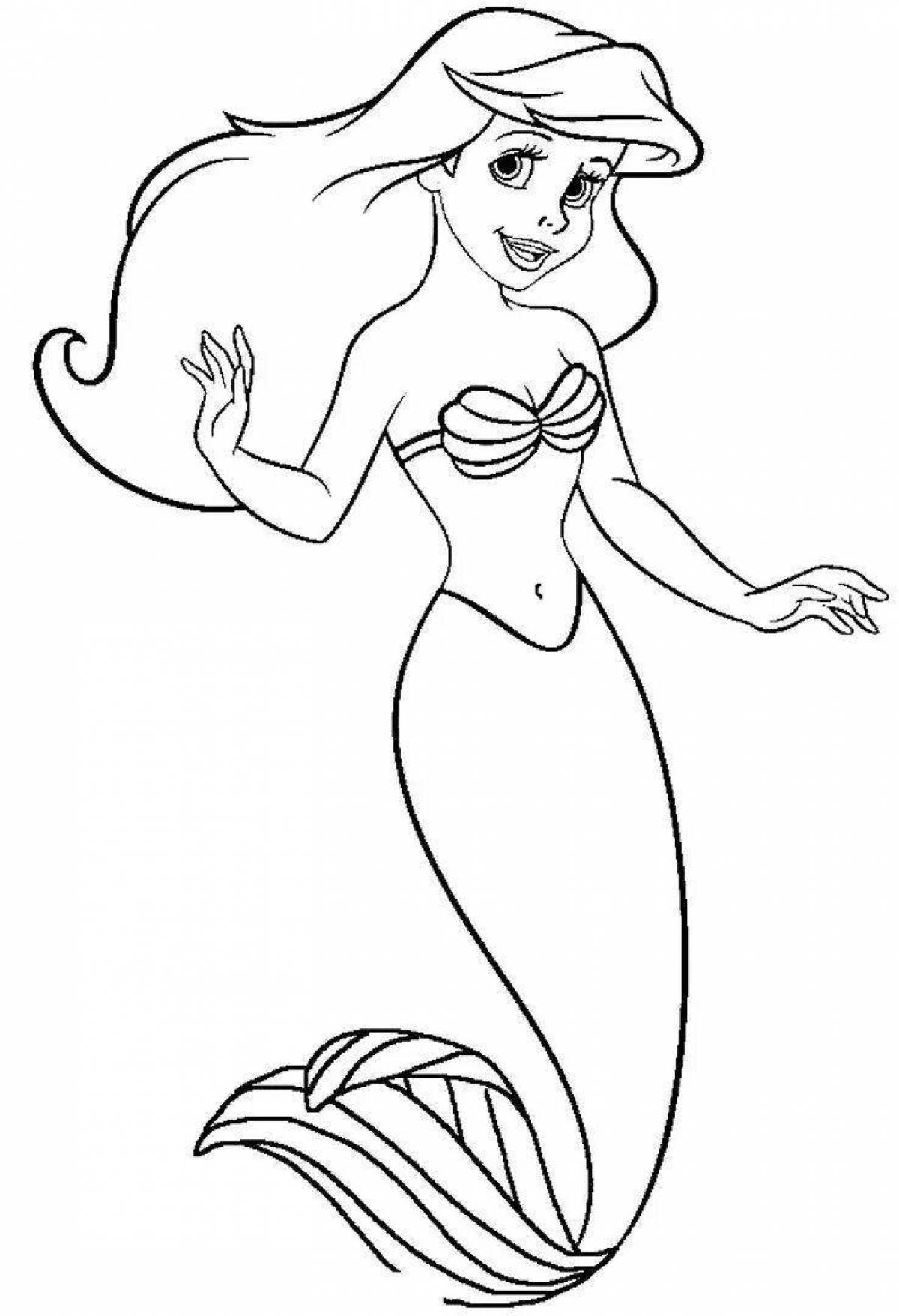 Delightful coloring drawing of a mermaid