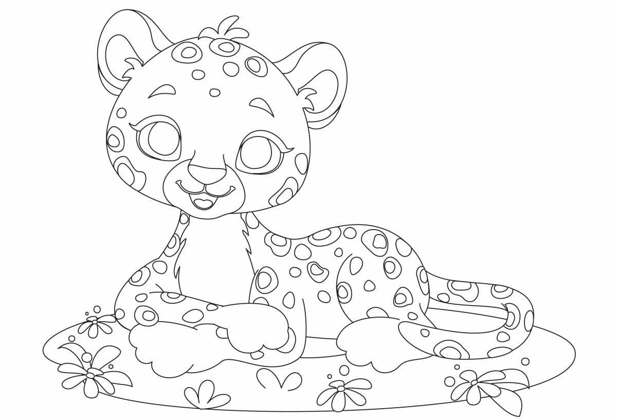 Coloring page bright leopard cat