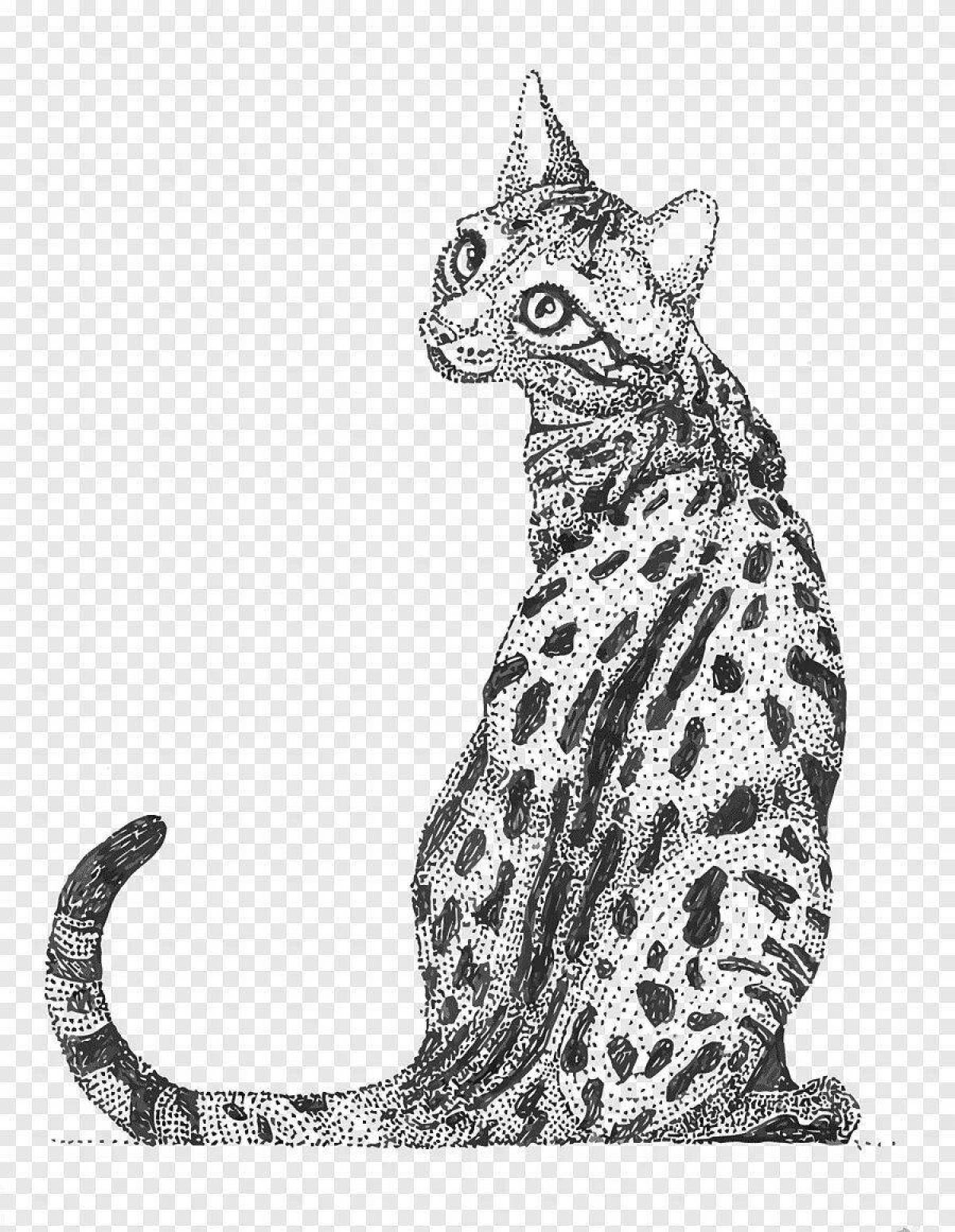 Раскраска смелая леопардовая кошка