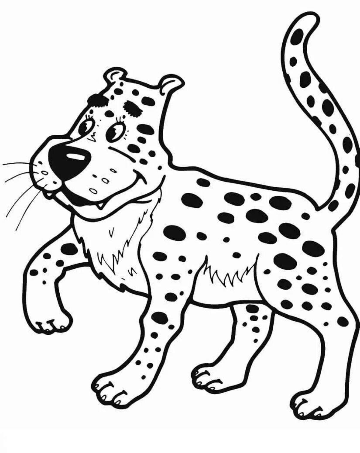 Раскраска красочная леопардовая кошка