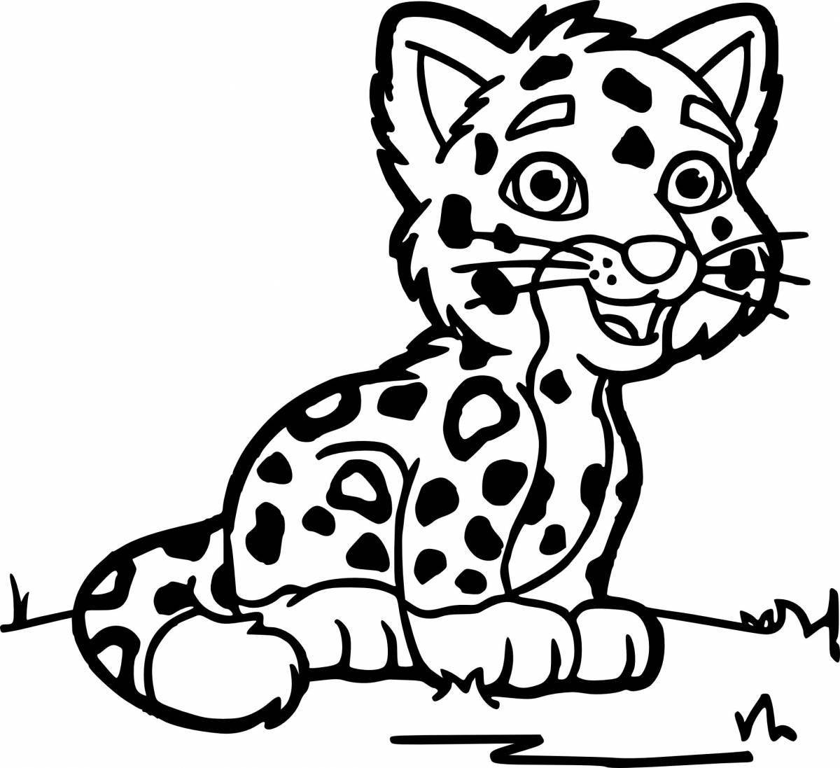 Очаровательная леопардовая кошка раскраска