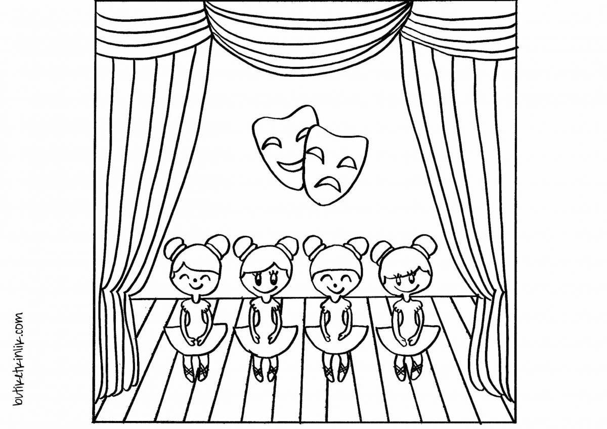 Coloring page glowing theater stage