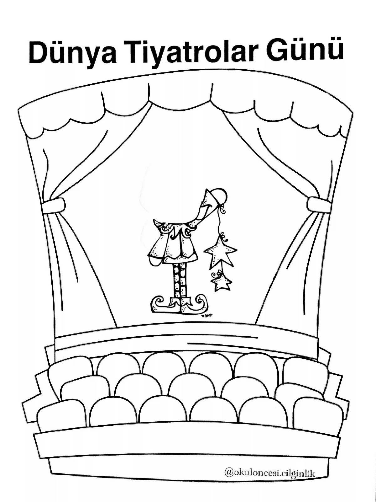 Playful stage theater coloring page