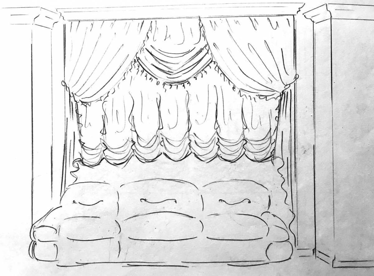 Coloring page charming stage theater