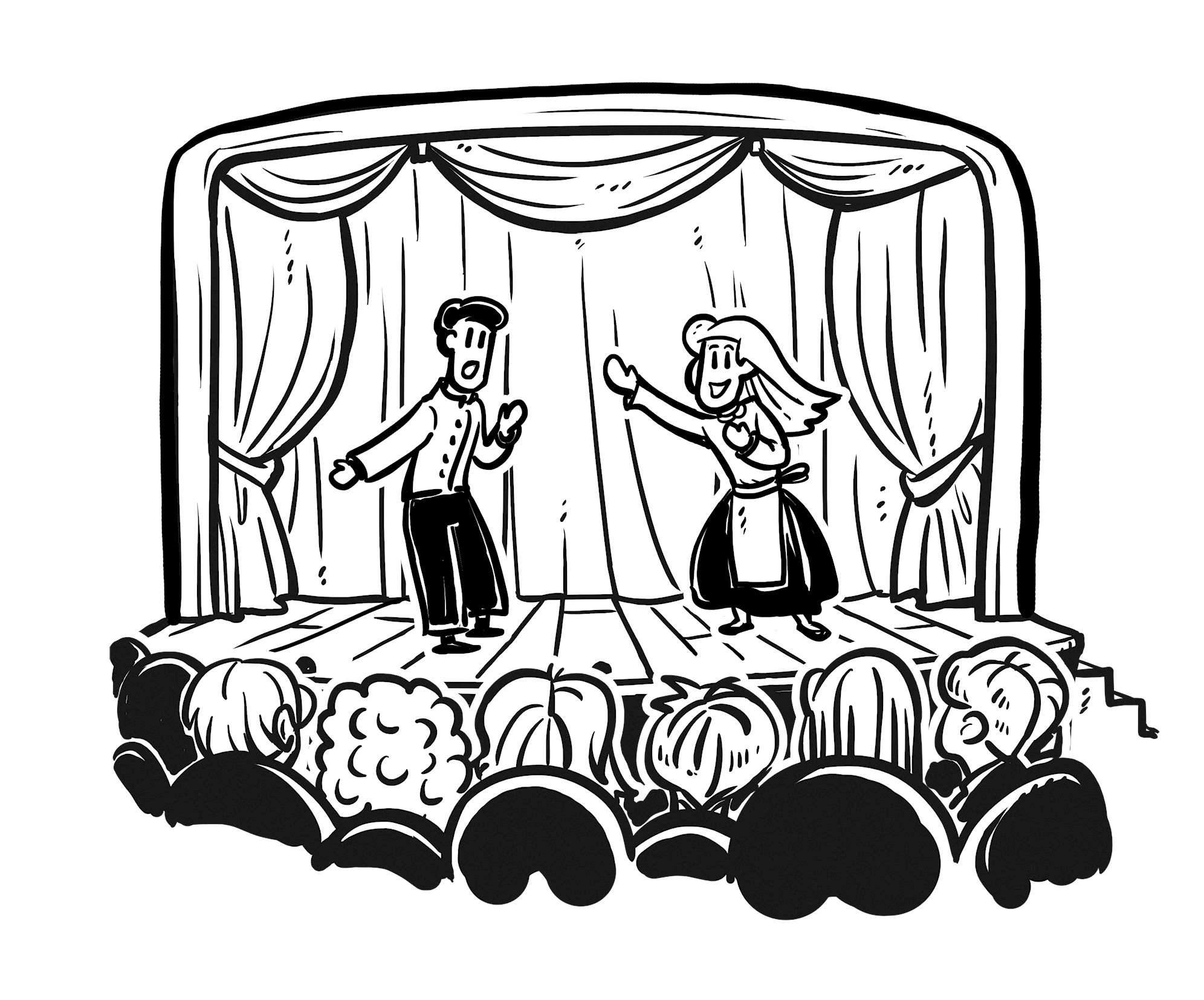 Coloring page bright stage theater