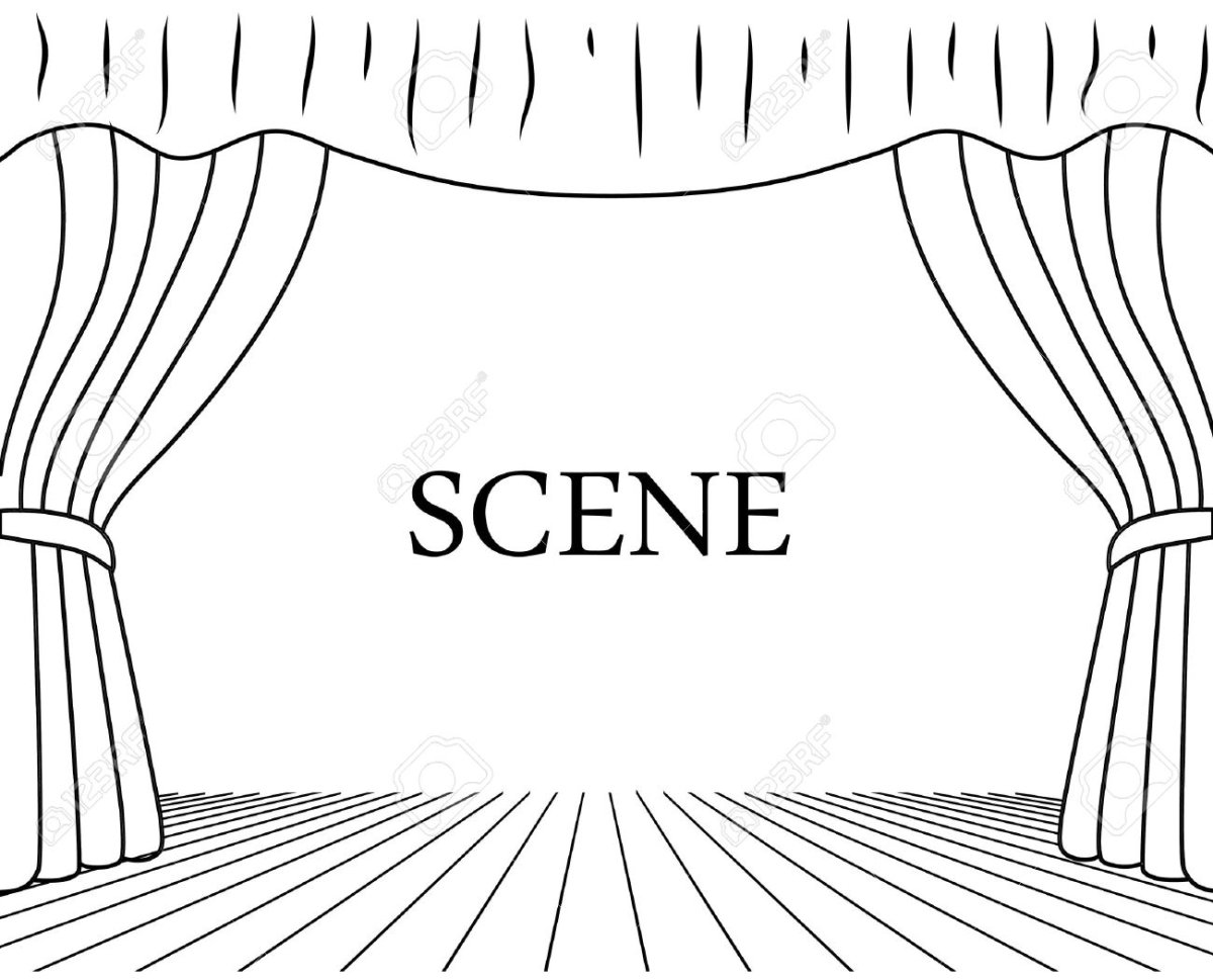 Coloring page shining stage theater