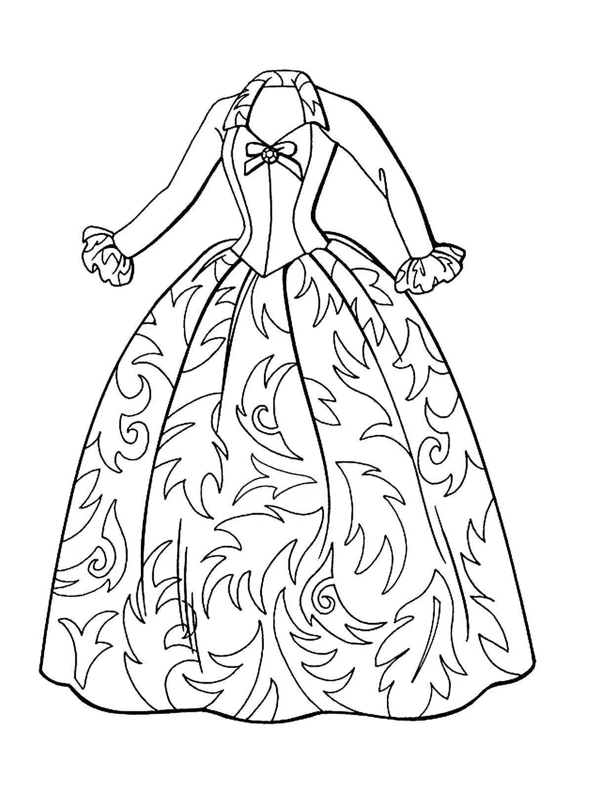 Coloring page of playful dress with clothes
