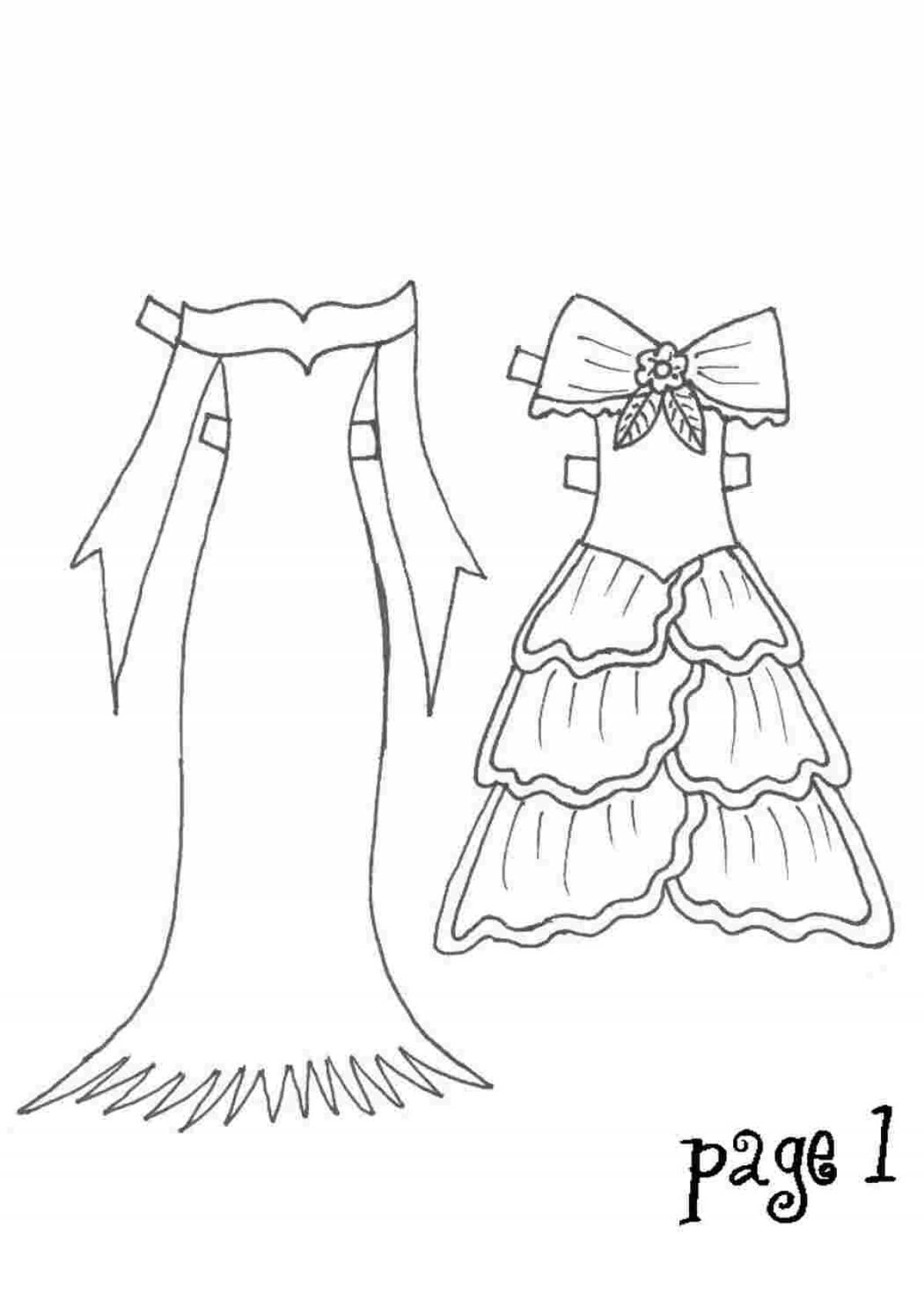 Coloring page fancy dress with clothes