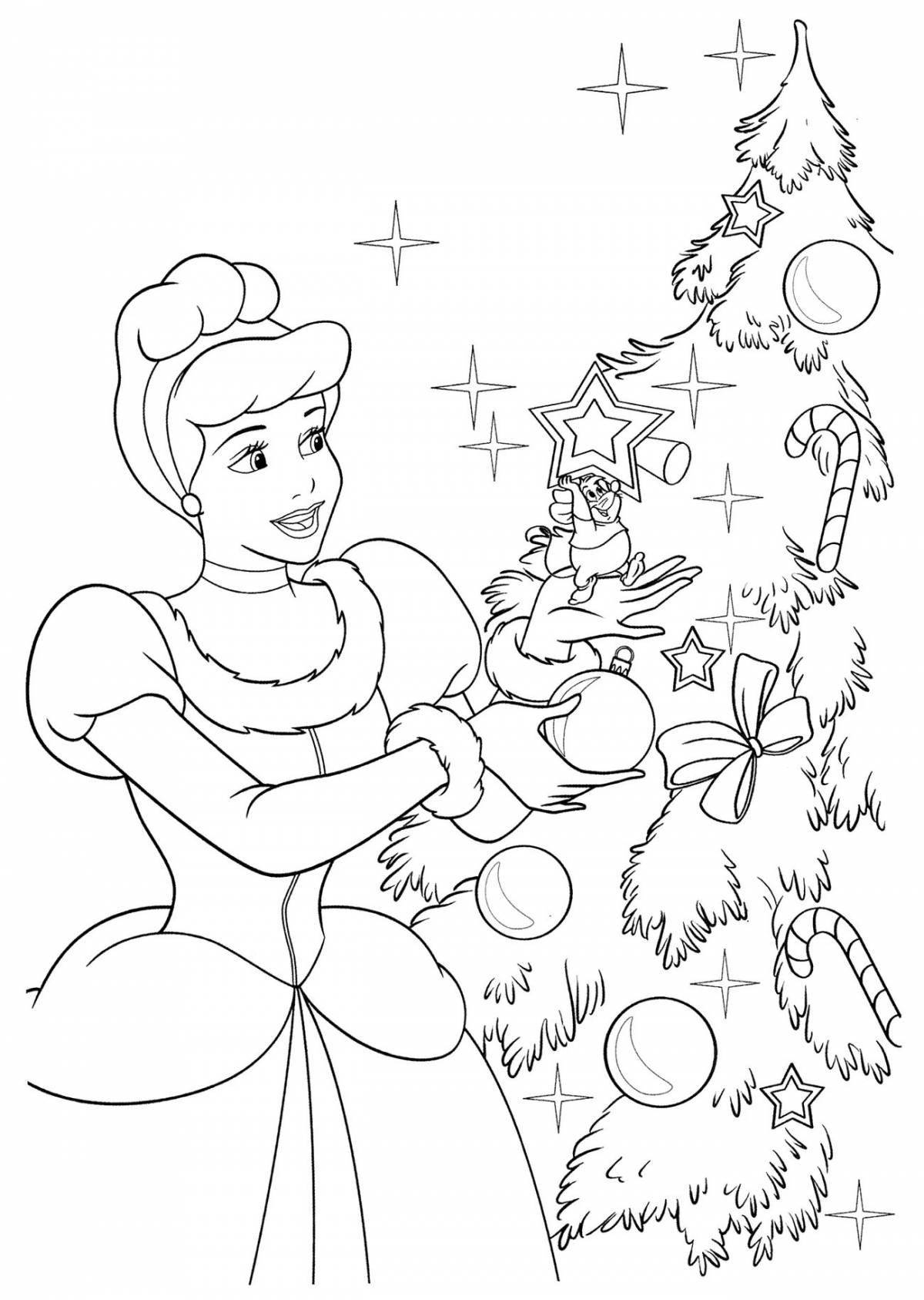 Прекрасная раскраска рождественская принцесса