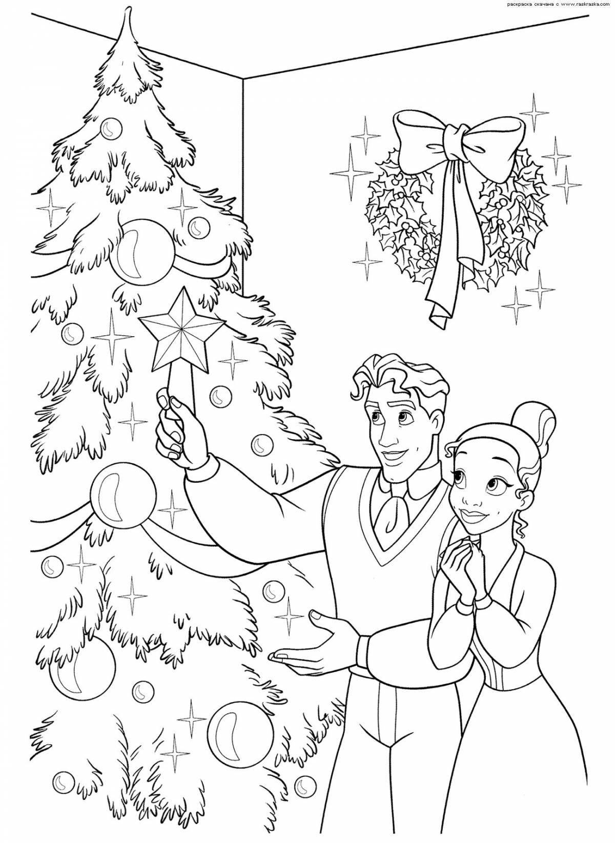 Beautiful Christmas princess coloring book