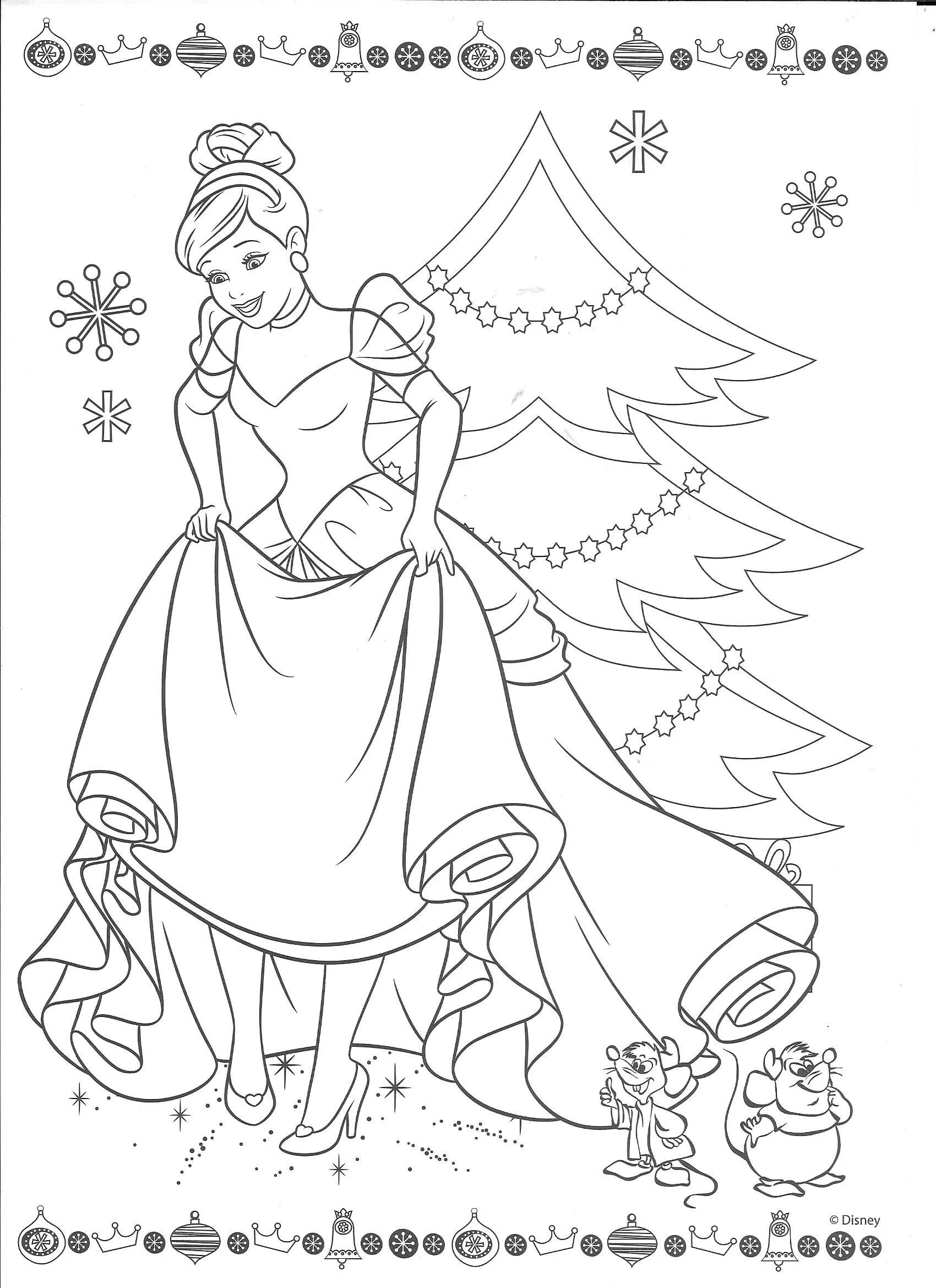 Грандиозная раскраска рождественская принцесса