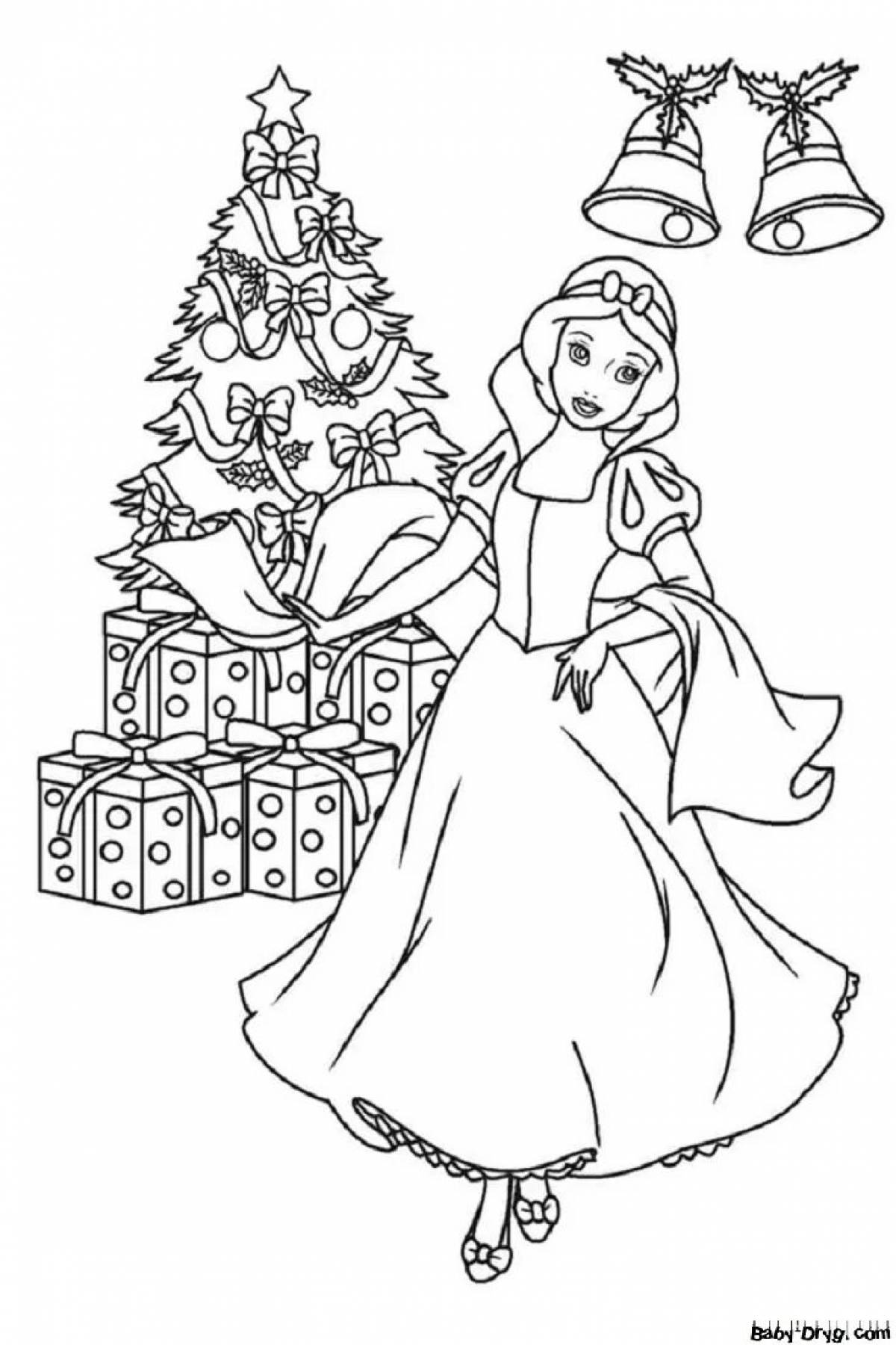 Прославленная раскраска рождественская принцесса