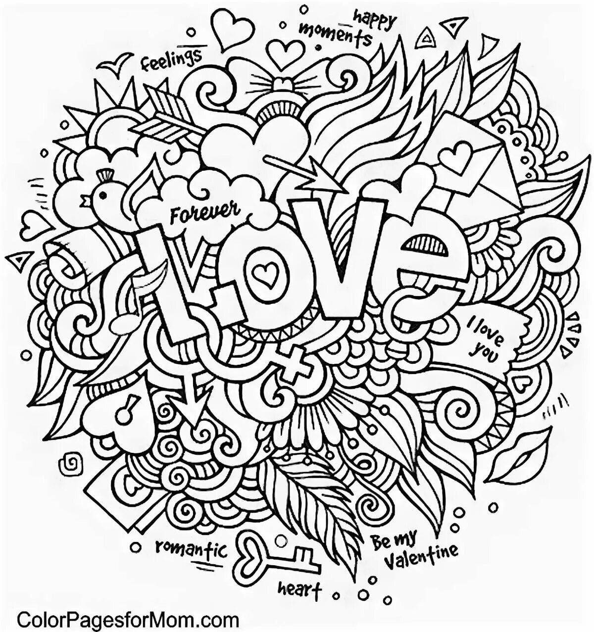 Joyful love anti-stress coloring book