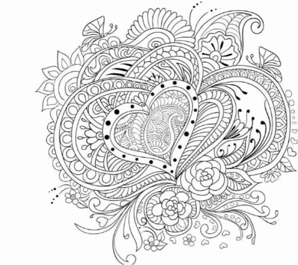 Coloring book glowing love antistress