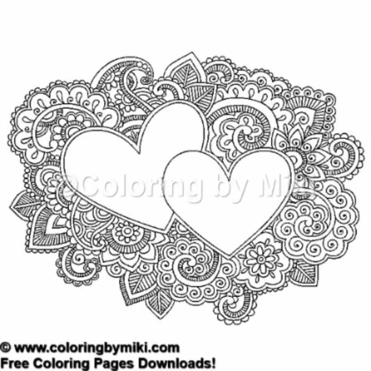 Serendipitous love antistress coloring page