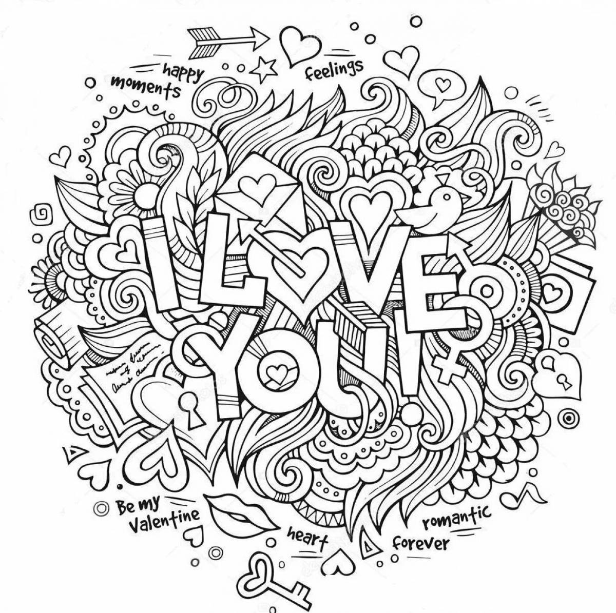 Alluring love anti-stress coloring book