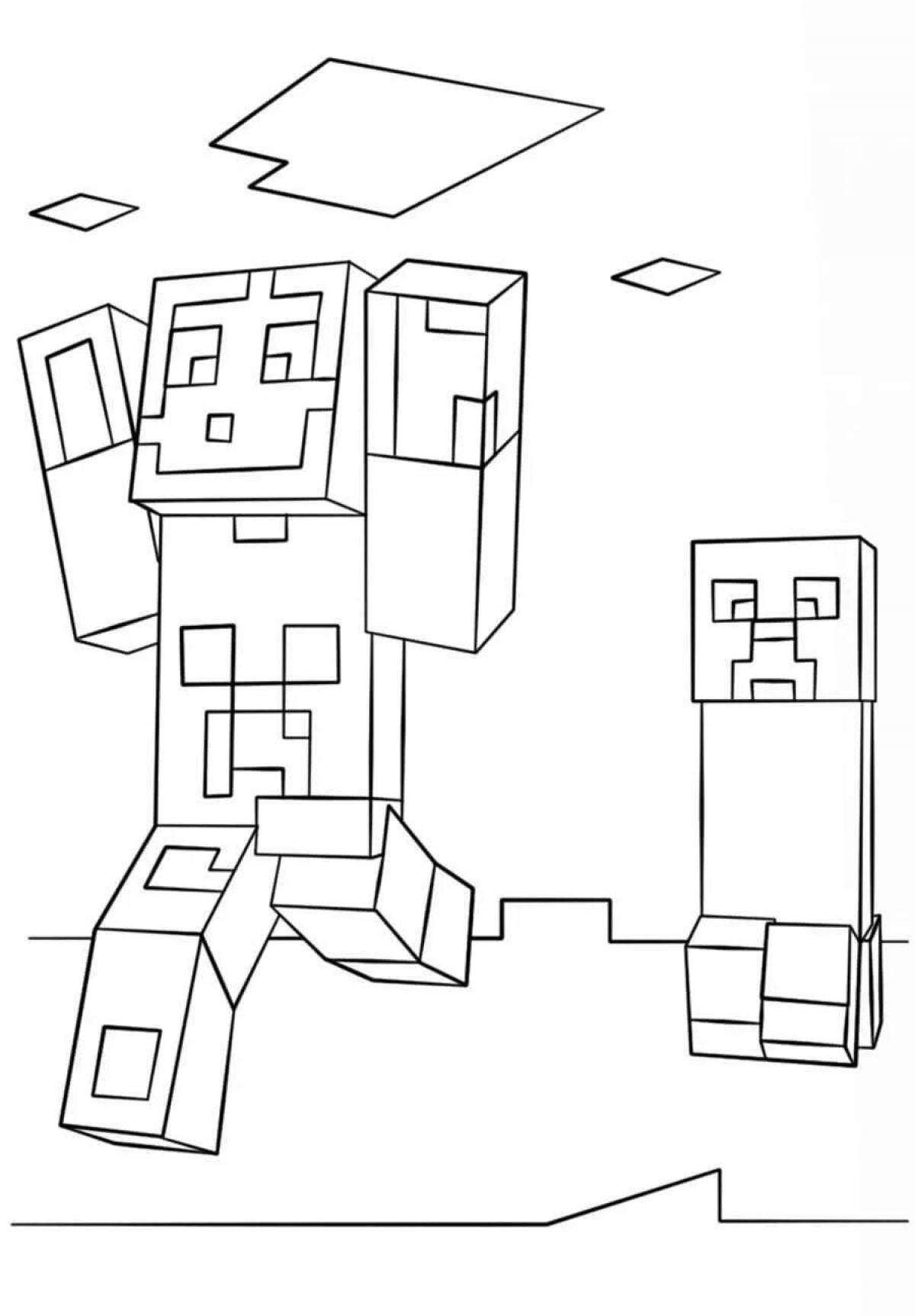 Amazing minecraft make coloring page