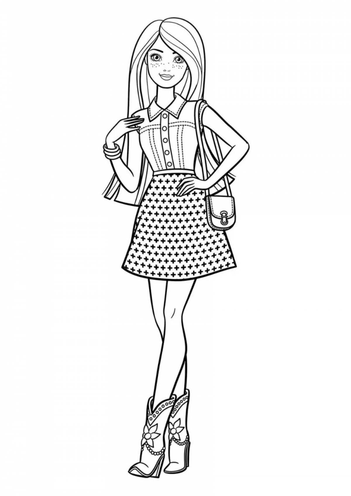 Sparkly barbie doll coloring pages