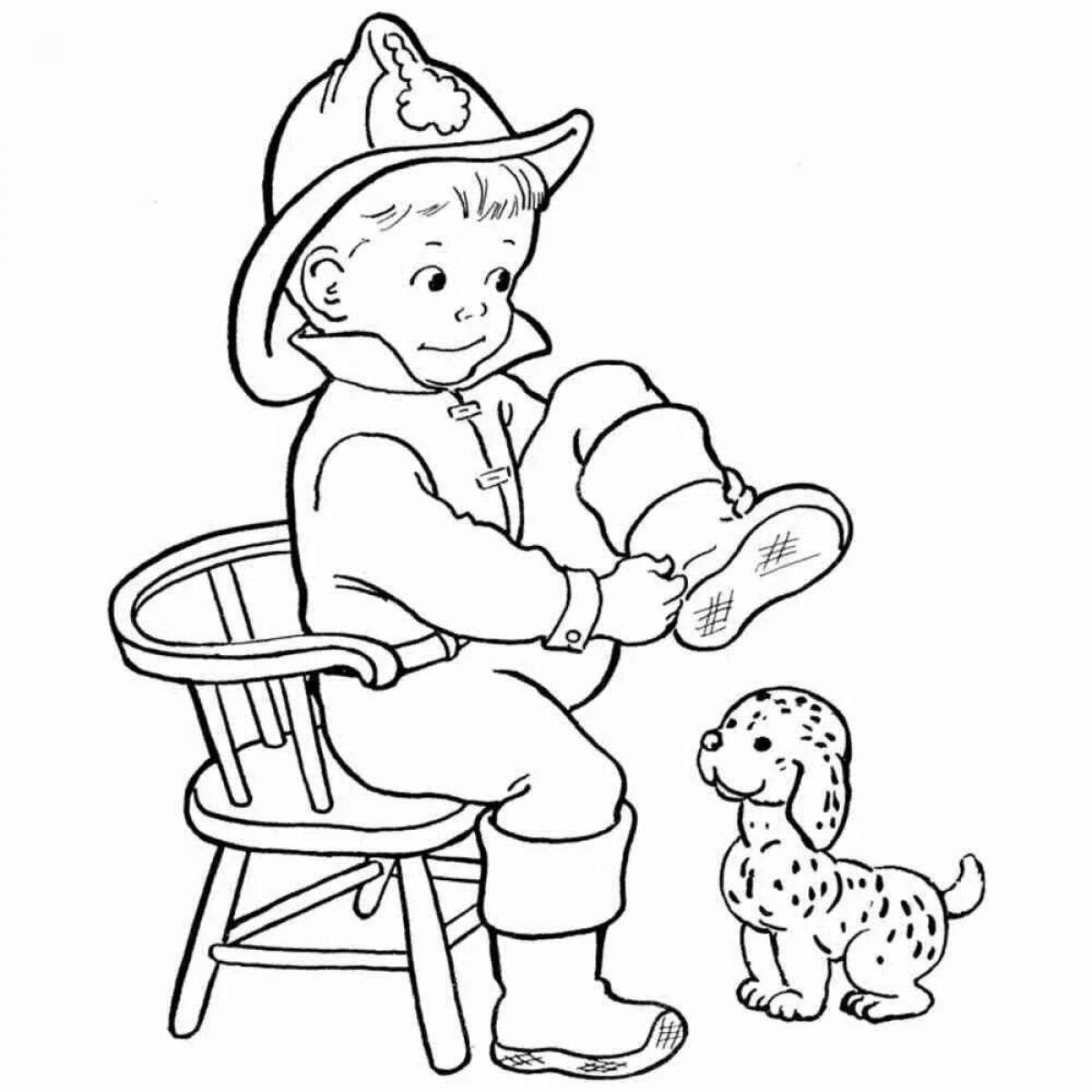 Coloring smoldering fire dog