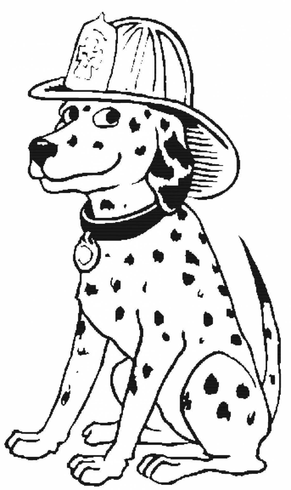 Charming fire dog coloring page