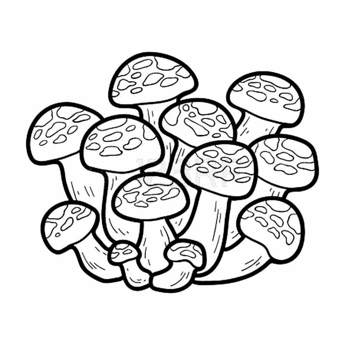 Photo Bright honey mushroom false coloring page