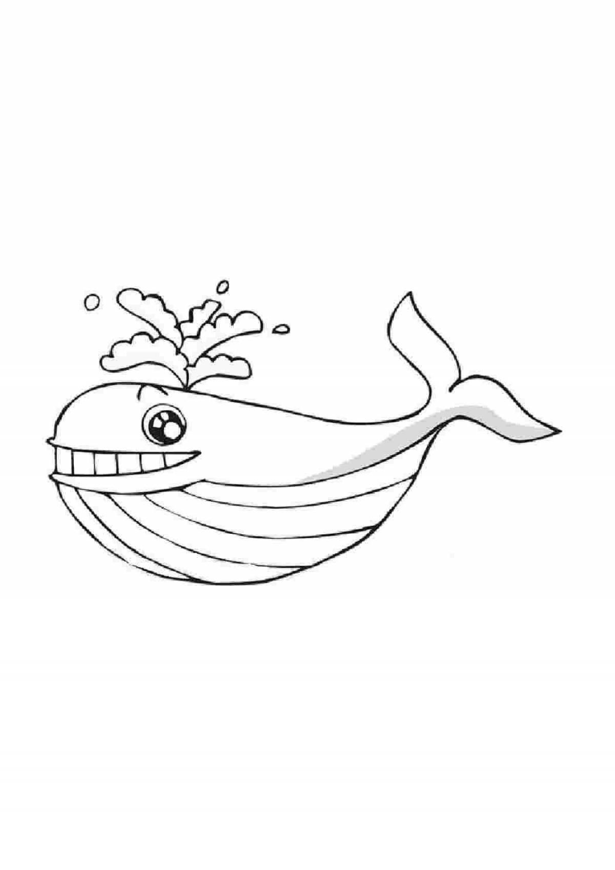Adorable whale drawing coloring book
