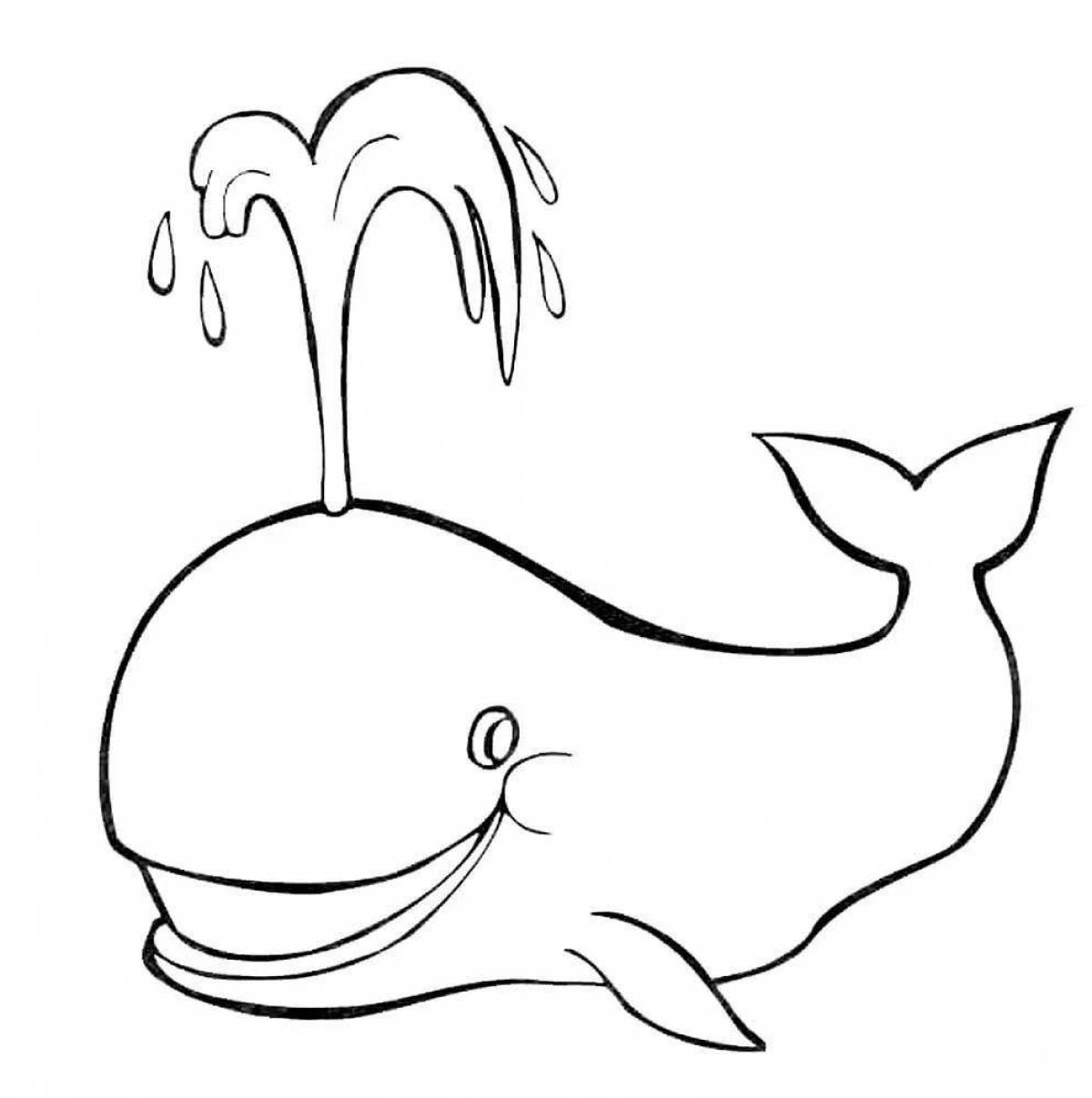 Violent coloring drawing of a whale