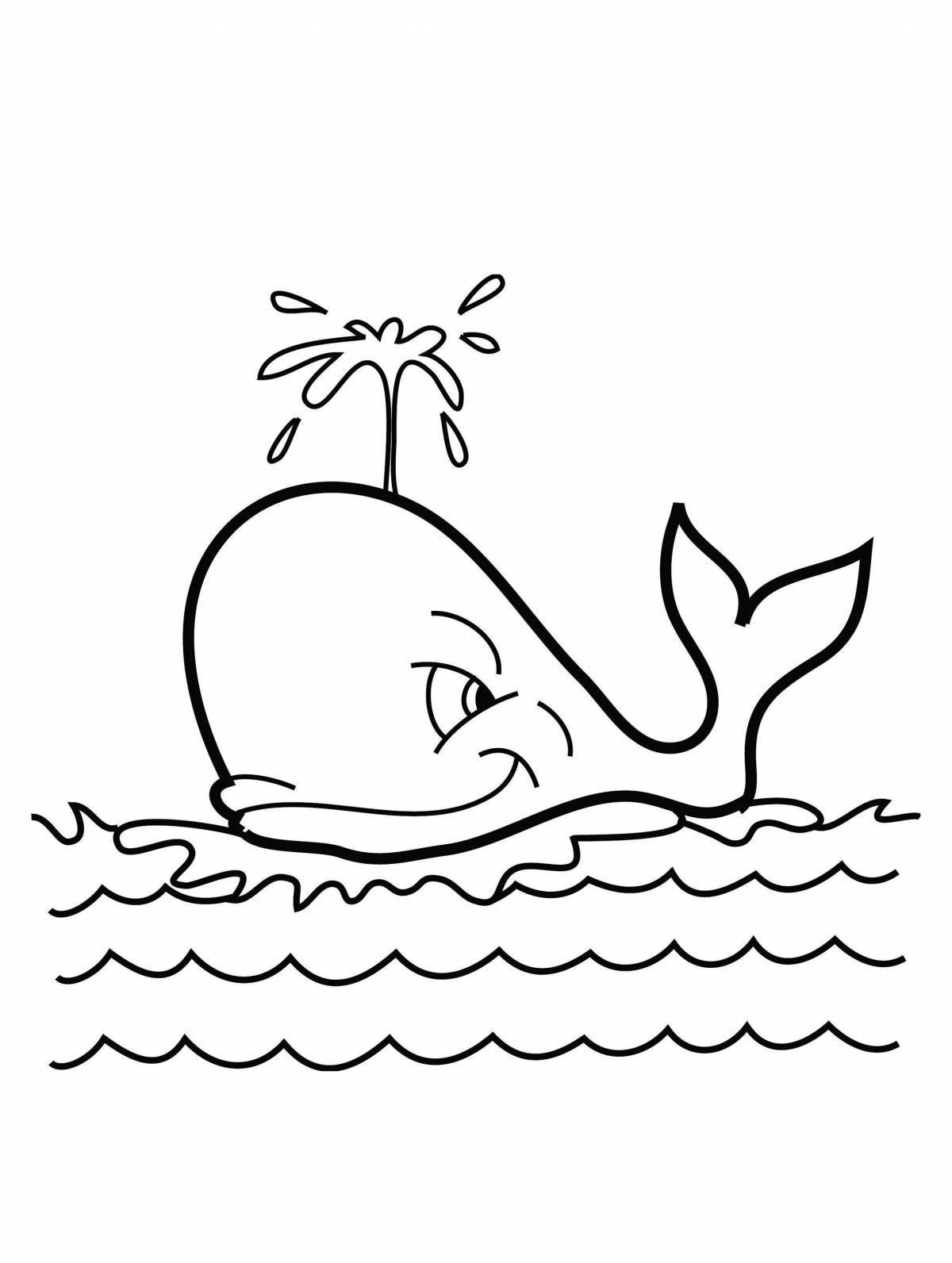 Joyful coloring drawing of a whale
