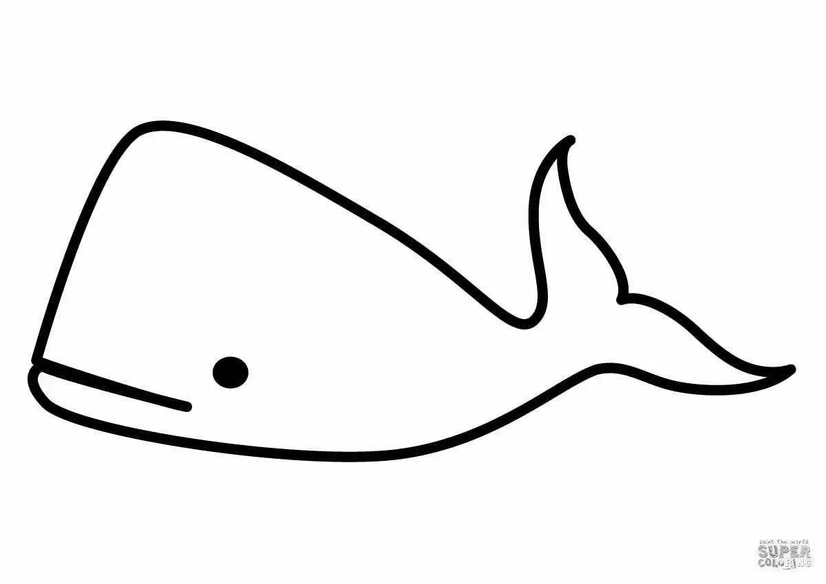 Playful coloring drawing of a whale