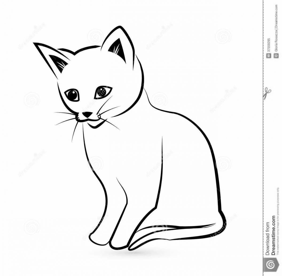 Coloring page graceful sitting cat