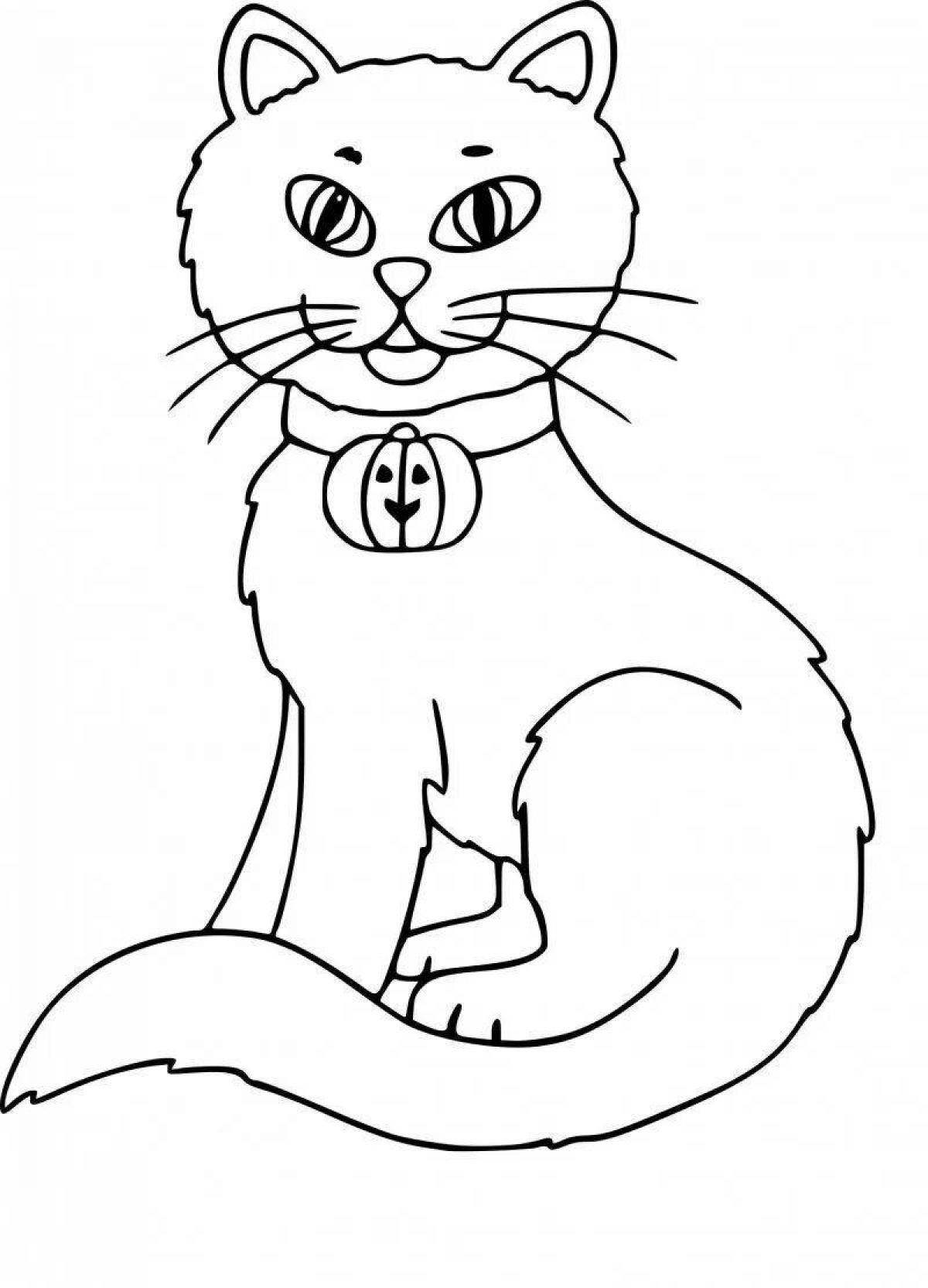 Оживленная страница раскраски сидящего кота
