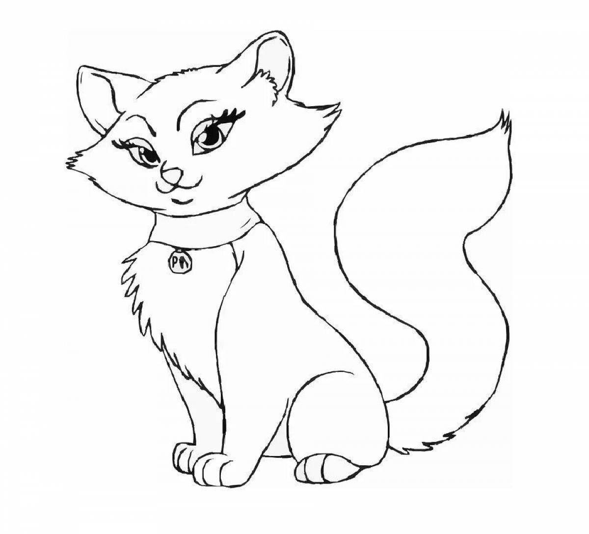 Coloring page intrigued sitting cat