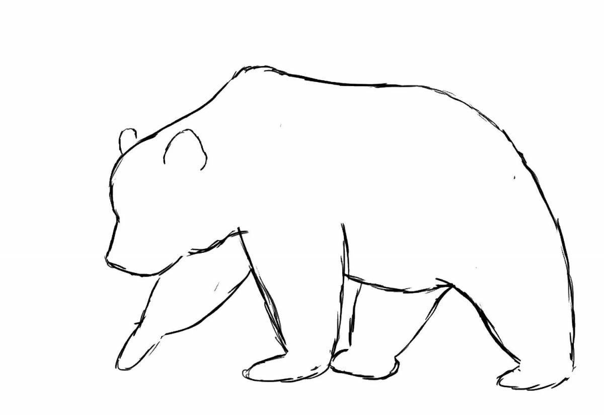 Медведь вид сбоку контур