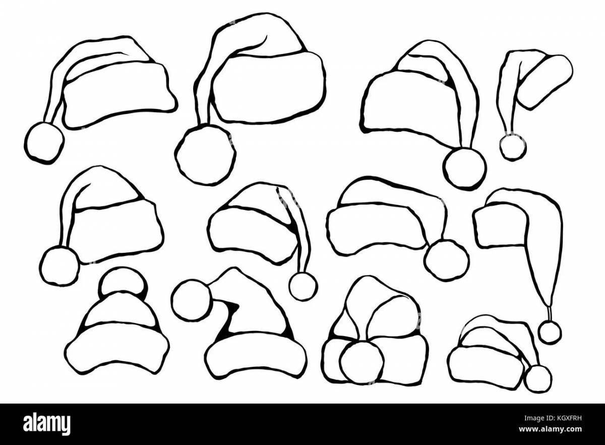 Sparkling Christmas hat coloring page