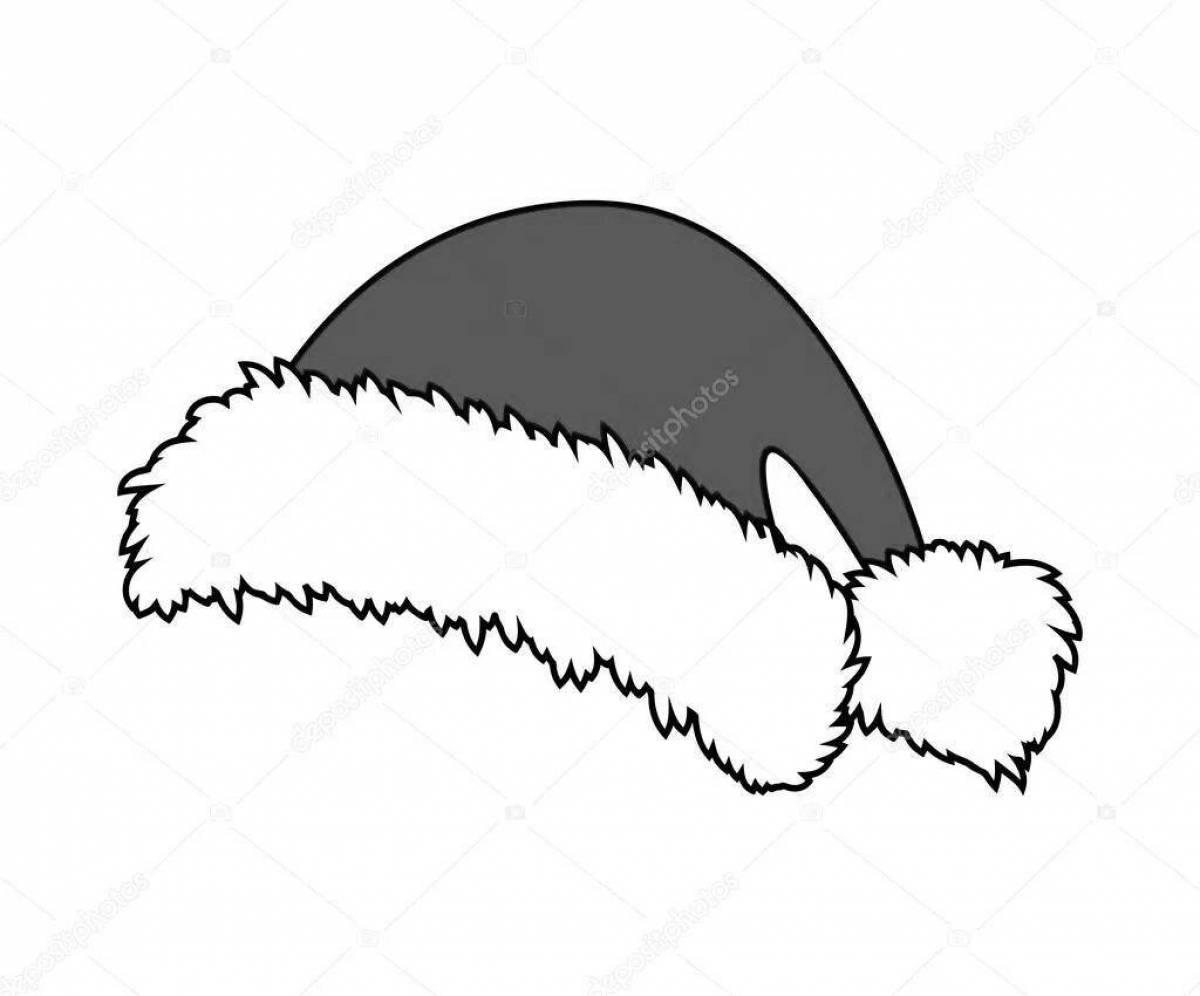 Coloring page decorated Christmas hat