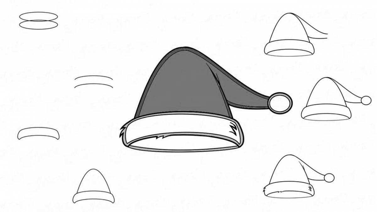 Fine Christmas hat coloring page